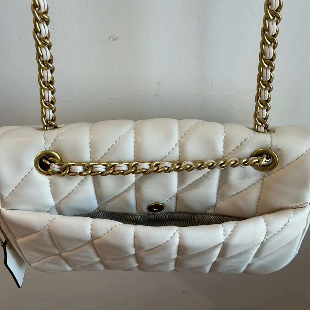 Coach Tabby Cream Quilted Leather Bronze Gold Harware Shoulder Bag Purse - Picture 12 of 16